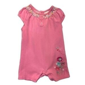 Jumping Beans Pink Romper floral spring shorts baby Size 3-6 months